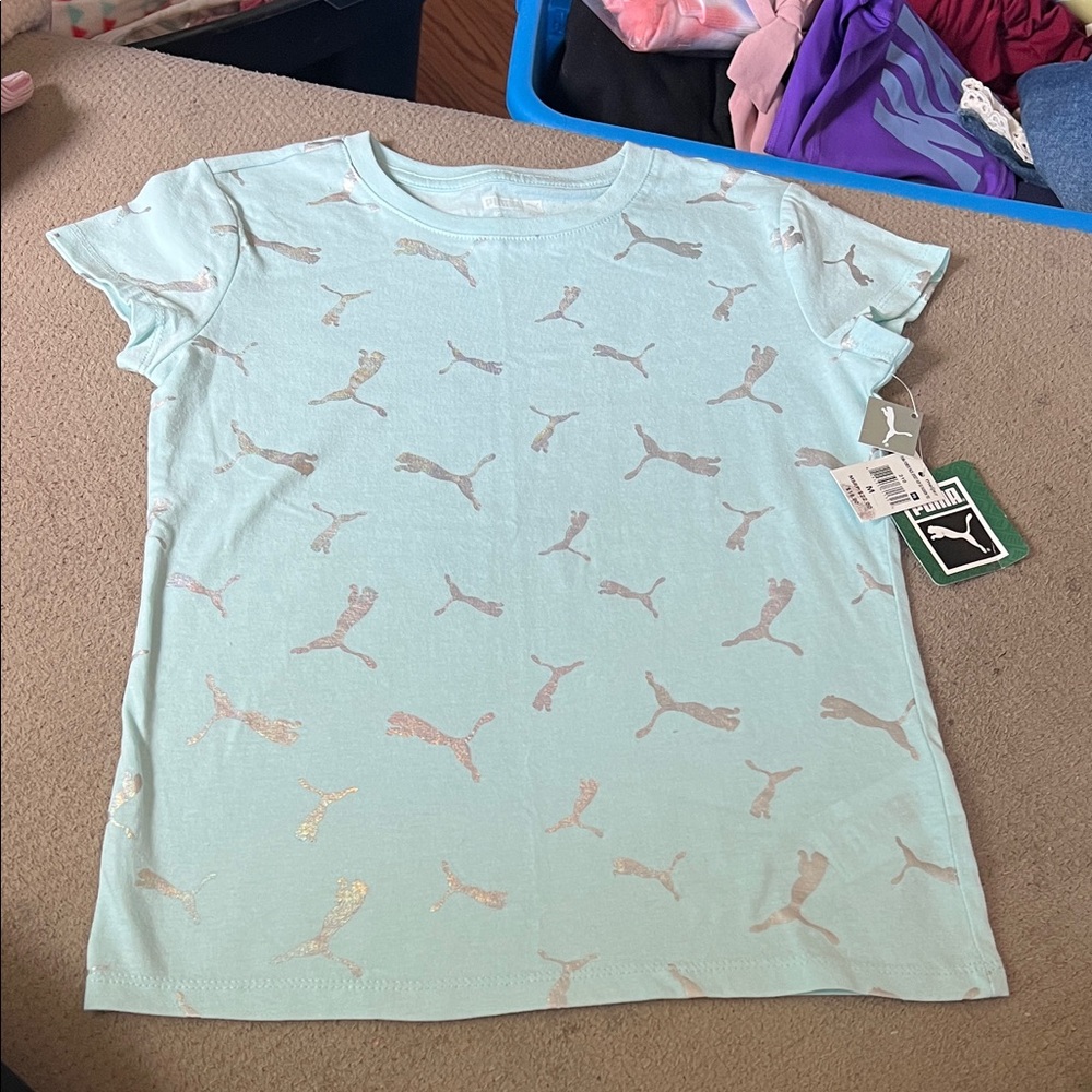 Puma Kids Aqua Tee with Silver Accents